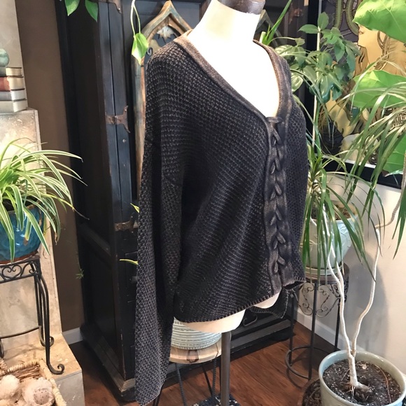 Very J acid wash thermal Waffle Knit slouchy top - Picture 5 of 8